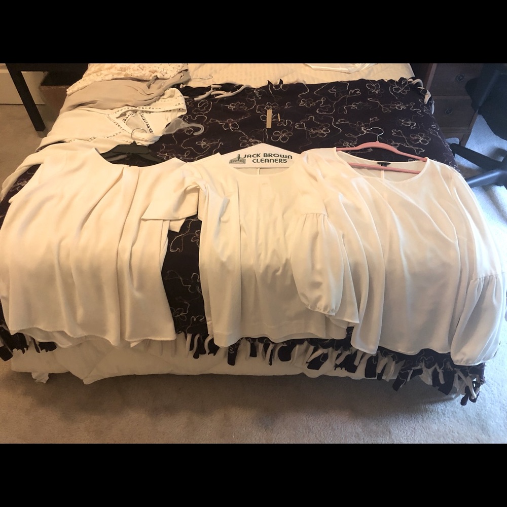 Bundle of white/ivory size large Ann Taylor/loft blouses.